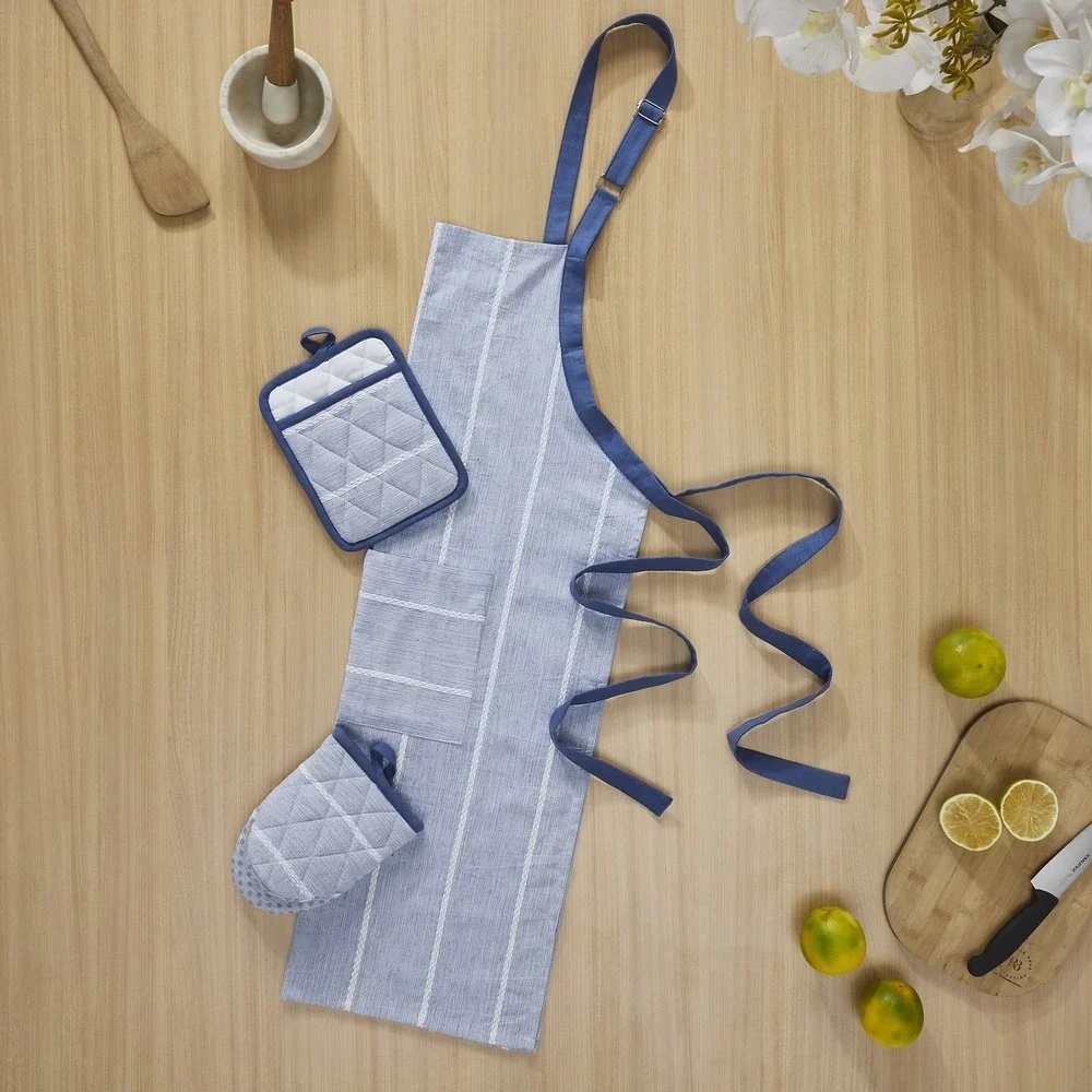 My Texas House Sutton Pick Stitch 3pc Kitchen Set Blue‎ Stripe - Walmart